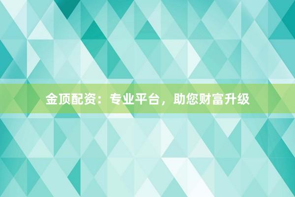 金顶配资：专业平台，助您财富升级