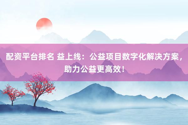 配资平台排名 益上线：公益项目数字化解决方案，助力公益更高效！