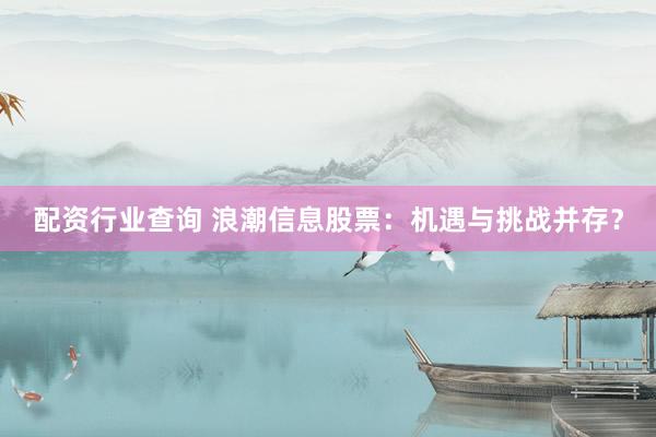 配资行业查询 浪潮信息股票：机遇与挑战并存？